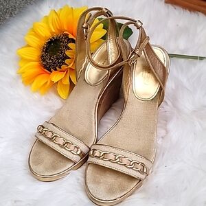 Coach Gold Wedge Shoes